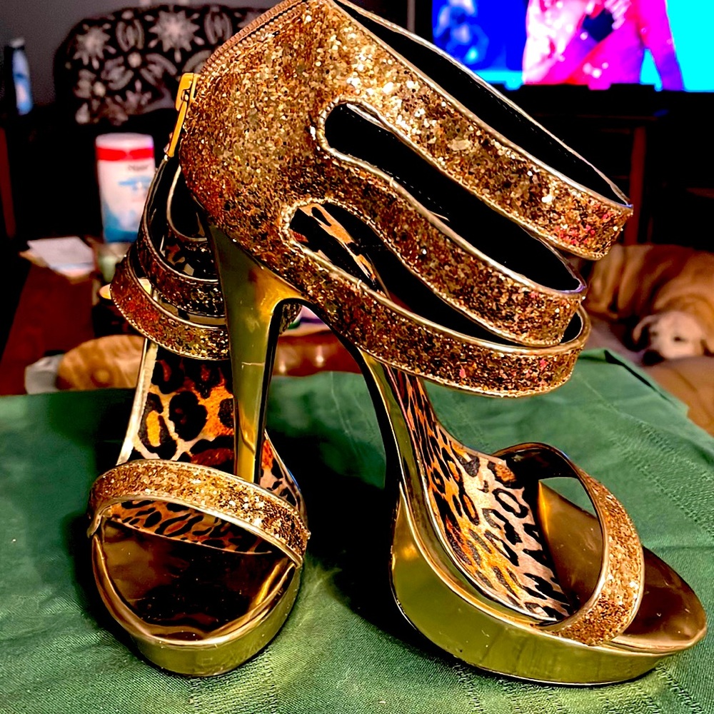 Gold Stiletto shoes